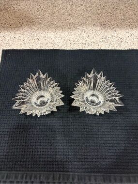 Mikasa Lead Crystal Pair of  "Starburst" Candleholders - Germany